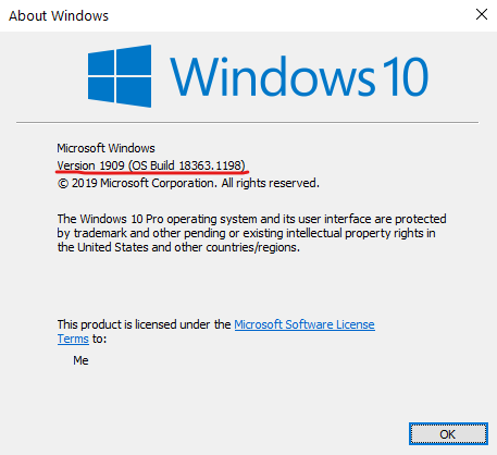 Windows 10 Build Version