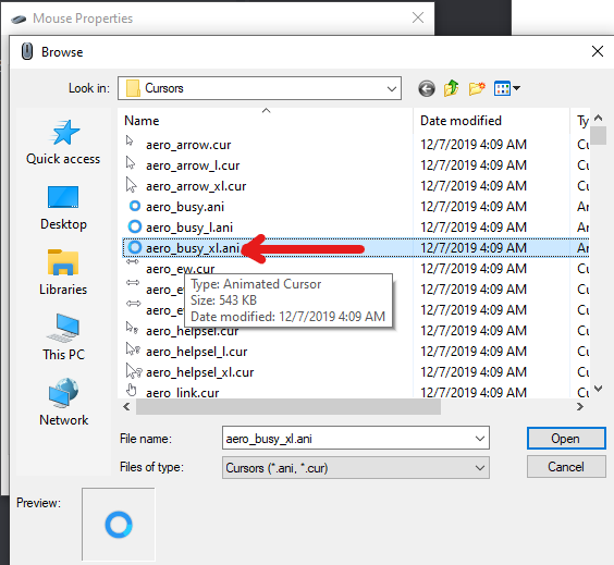 Mouse Cursor File Windows 10