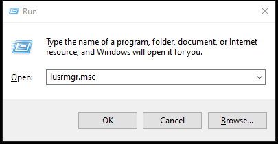 LUSRMGR Windows 10 Run