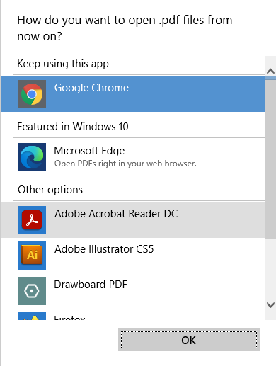 Choose PDF Viewer Windows 10