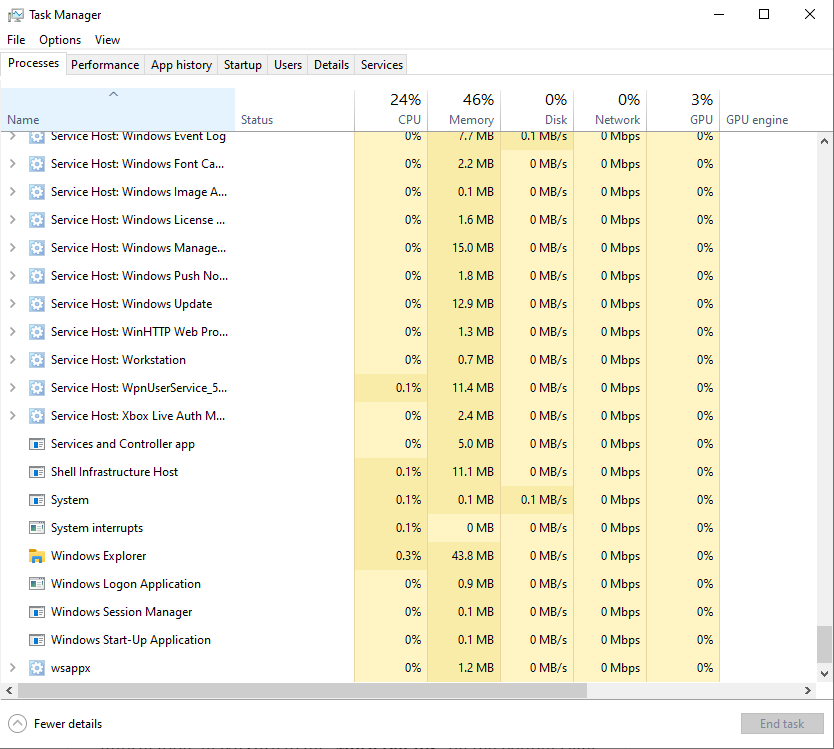 Windows 10 Task Manager More Details