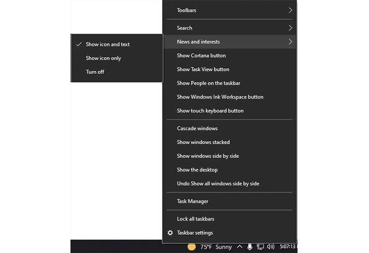 How to Remove the Weather on Windows 10 Taskbar
