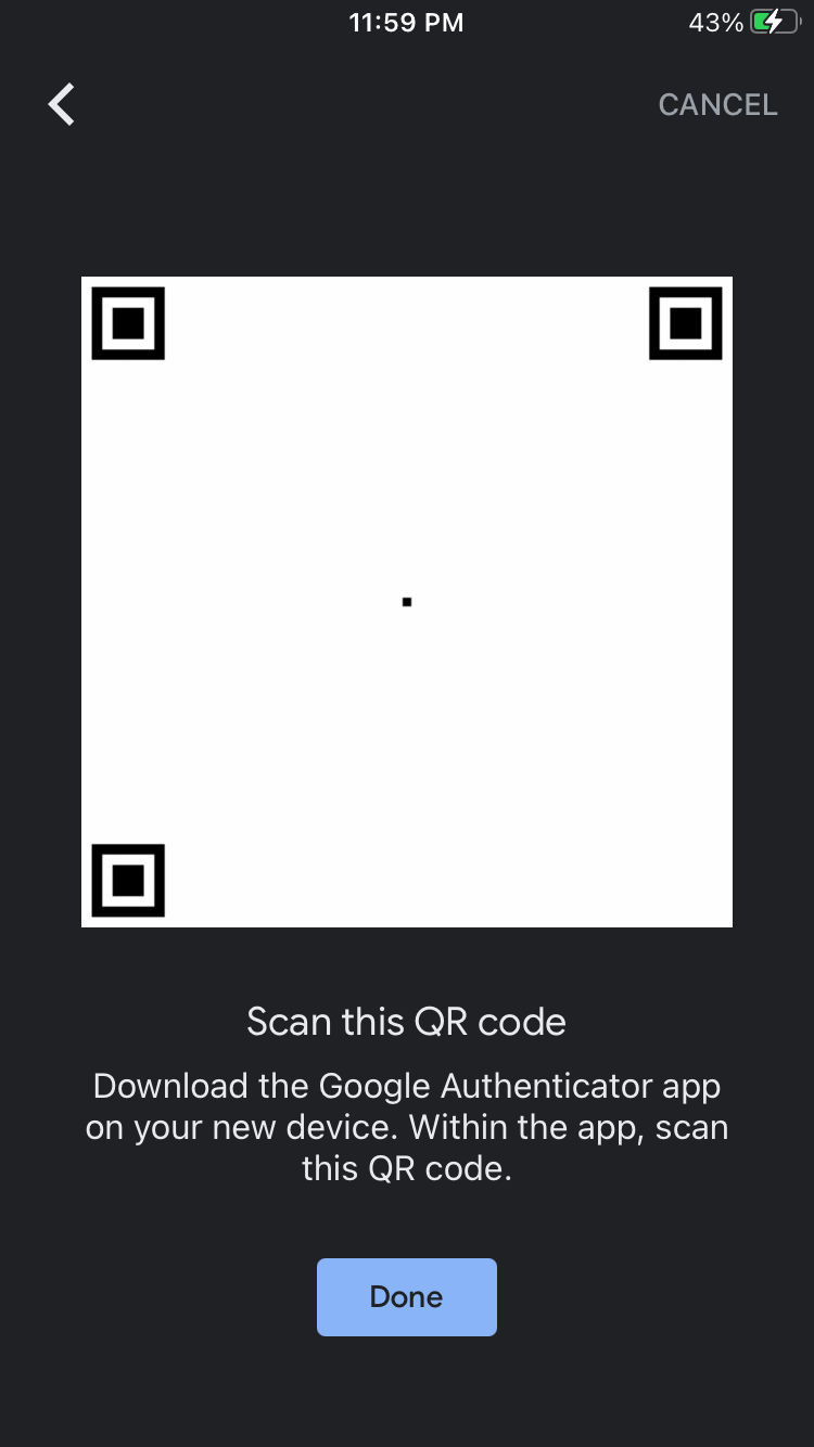 Google Authenticator Scan QR