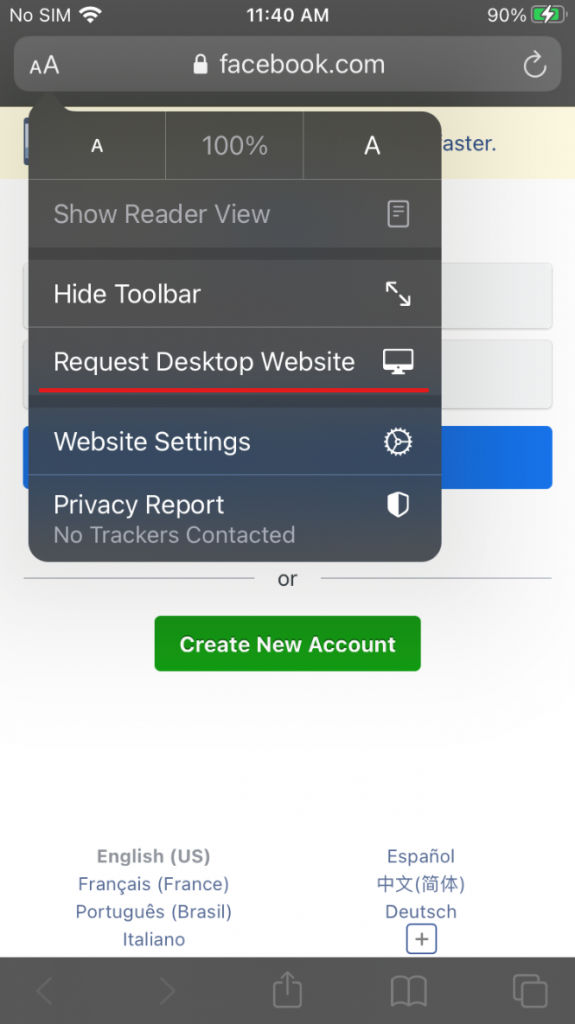 Safari Desktop Request