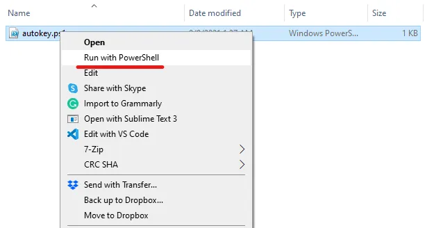 Powershell Keypress Script Run