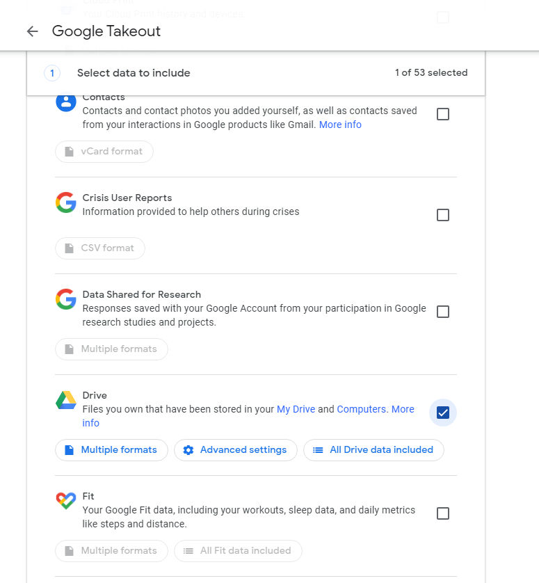 Google Takeout Download Drive