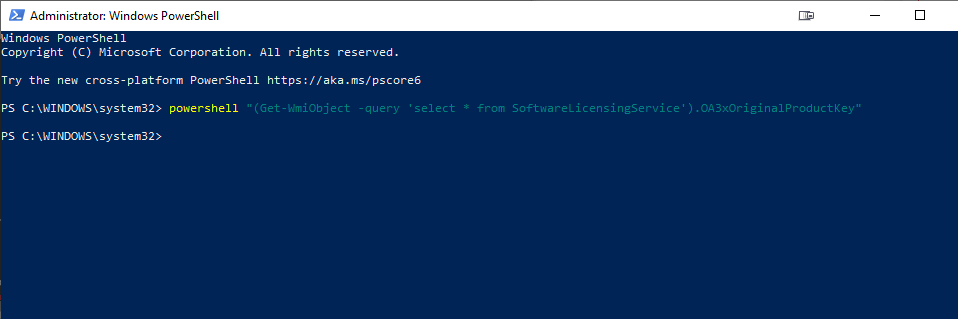 Windows 10 PowerShell Command