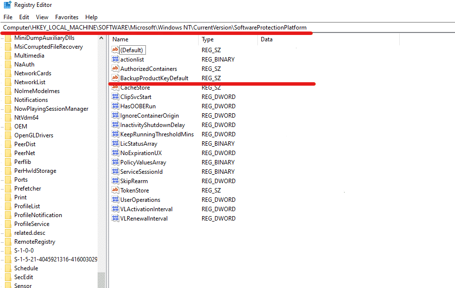 Windows 10 RegEdit Product Key