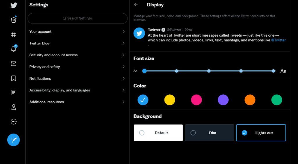 Enable Dark Mode on the Twitter website