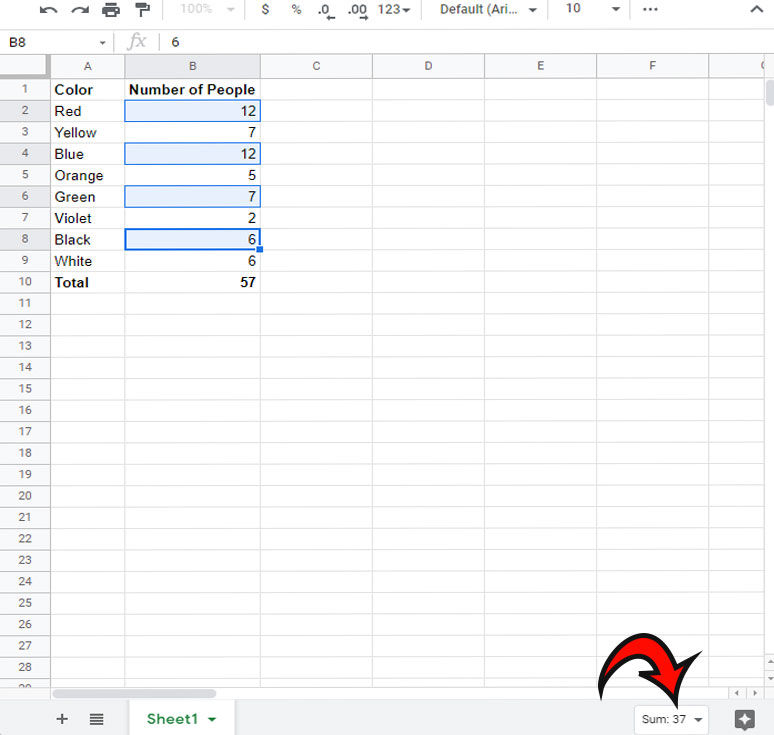 How to Sum a Column or Row of Data in Google Sheets by Highlighting the Data with CTRL Click