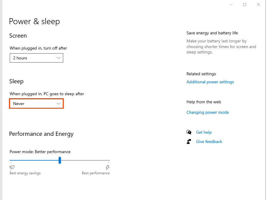 Set Sleep Mode to Never in How to Change Away Time in Microsoft Teams