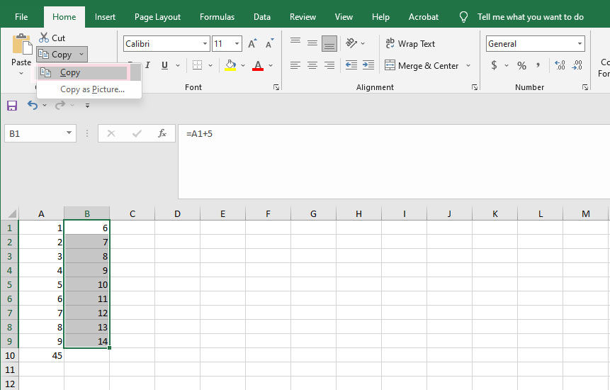 How to Copy Values in Excel Instead of the Formula