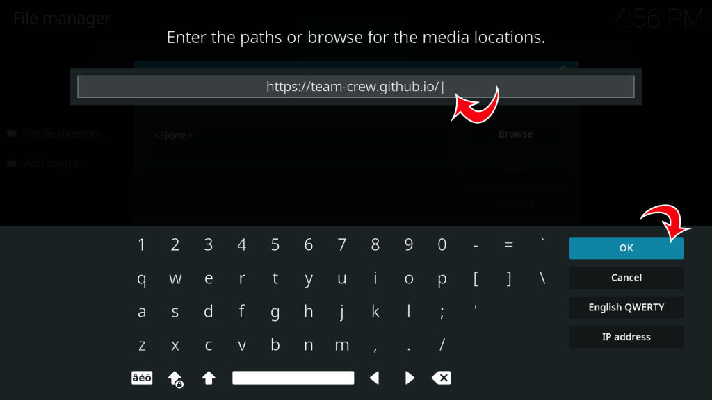Kodi File Manager Add Source URL Confirm