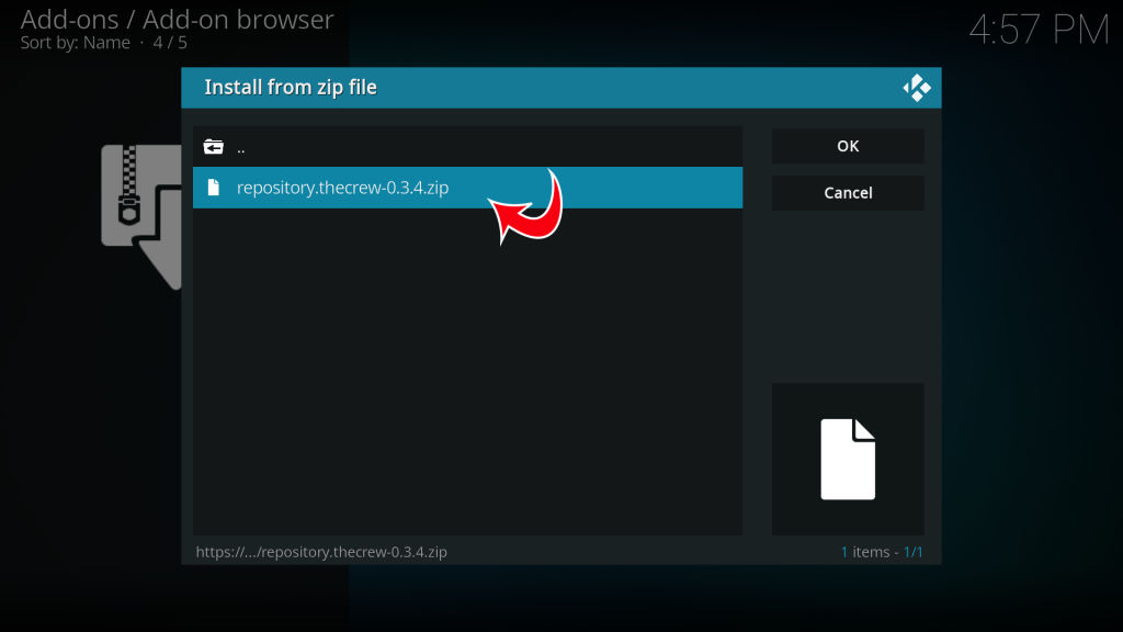 Kodi Install from zip file select repo