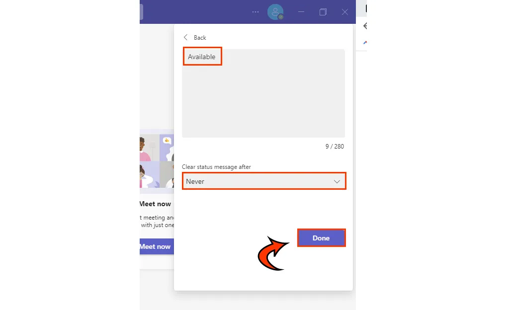 Set Status Message to Available, How to Change Away Time in Microsoft Teams