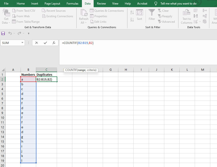 How to Check for Duplicates in Excel - COUNTIF