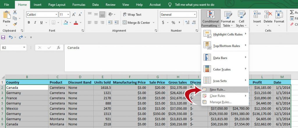 Excel - Conditional Formatting - New Rule