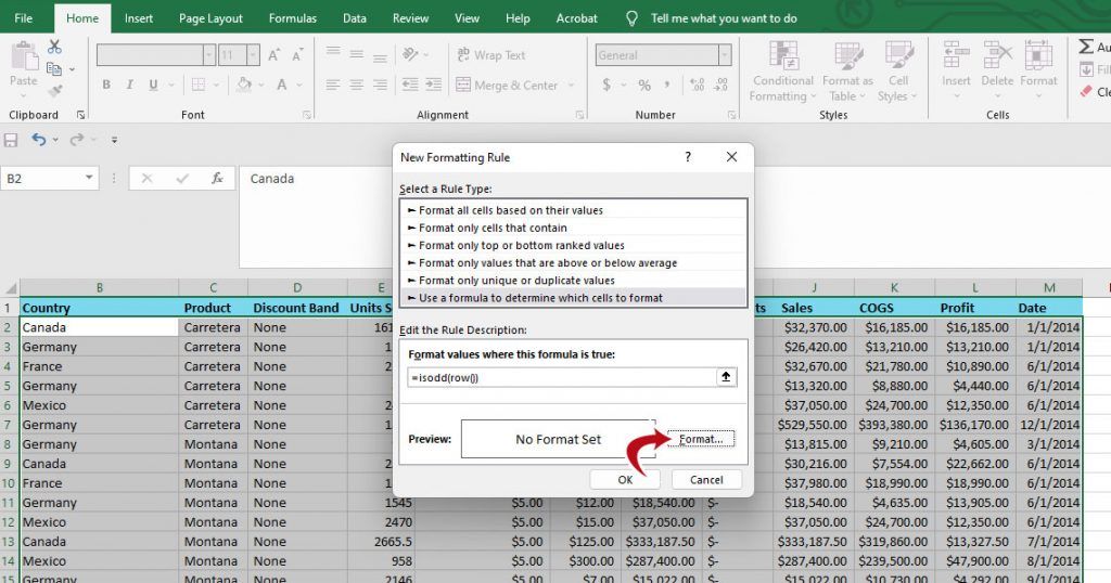 Excel - New Formatting Rule