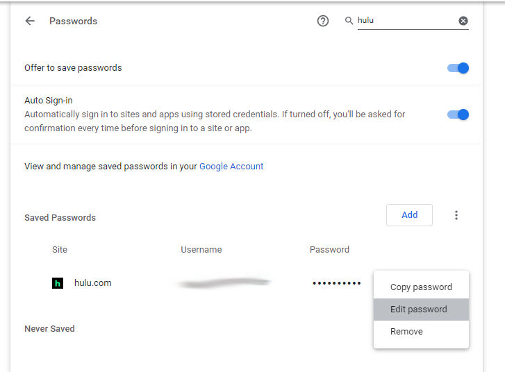 Google Chrome Password Edit - Windows