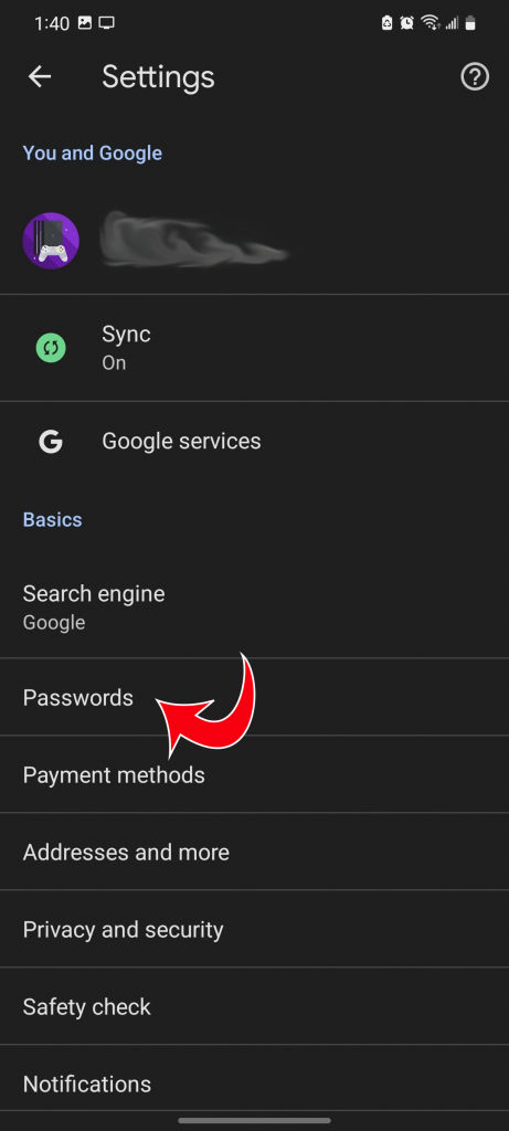 Google Chrome Passwords - Mobile