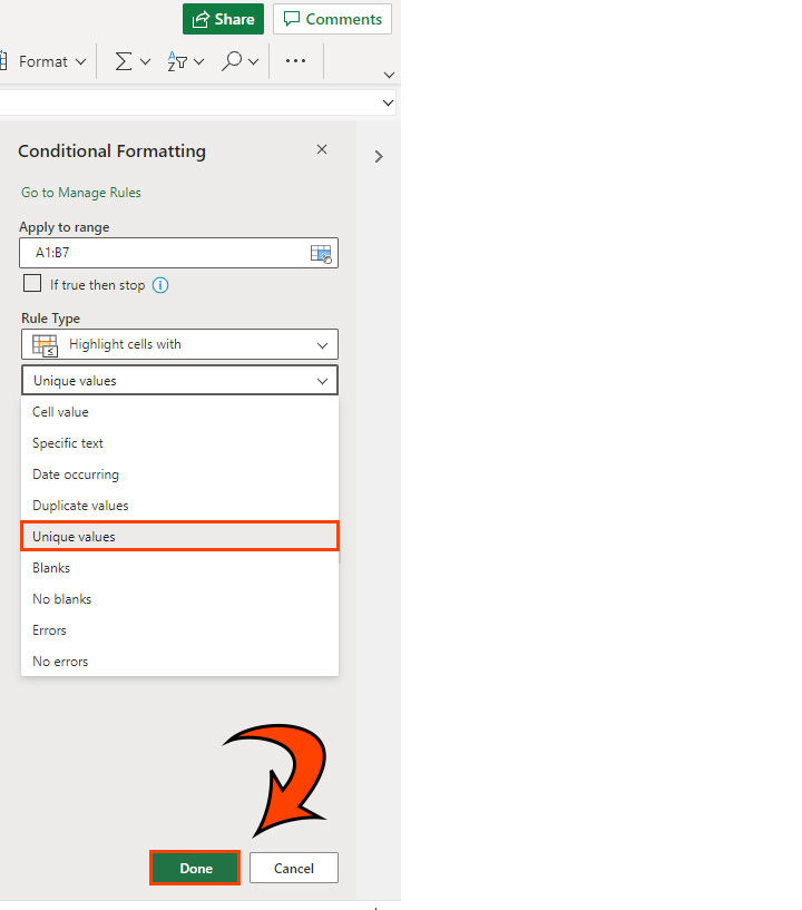 Highlighting Unique Values in Microsoft Excel