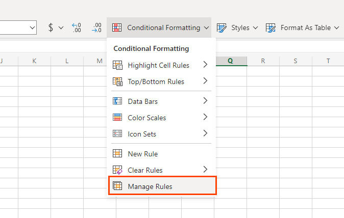 Manage Rules in Microsoft Excel