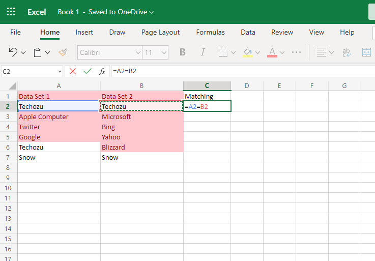 Equals Formula Microsoft Excel