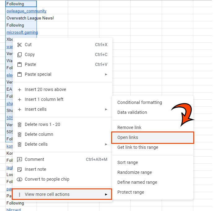 Open Multiple Tabs from Links in Google Sheets