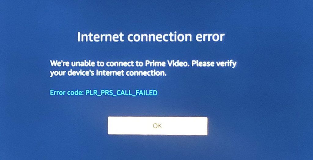 Prime Video: Error code PLR_PRS_CALL_FAILED