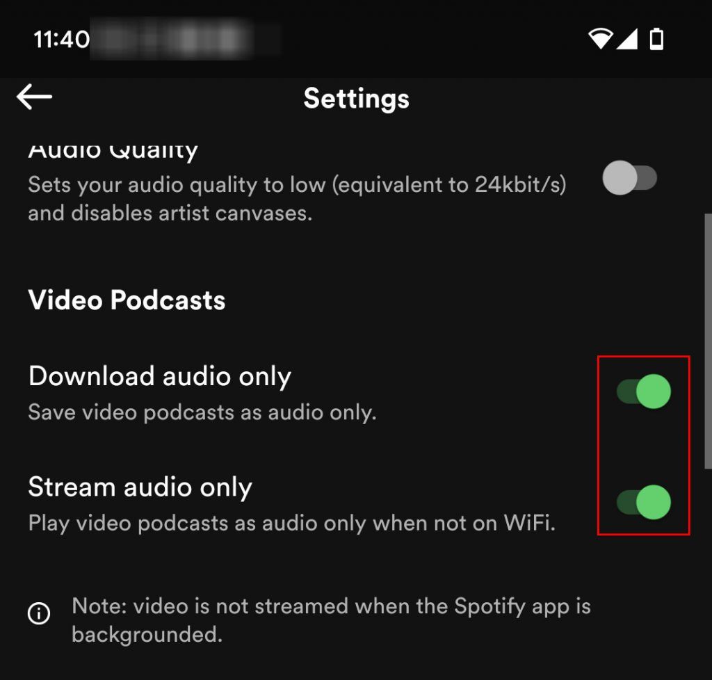 Download and stream audio only in Spotify