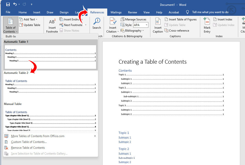 How to Create a Table of Contents in Word