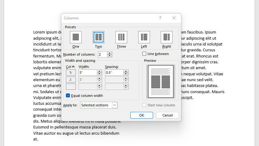 How to Edit Column Options in Word