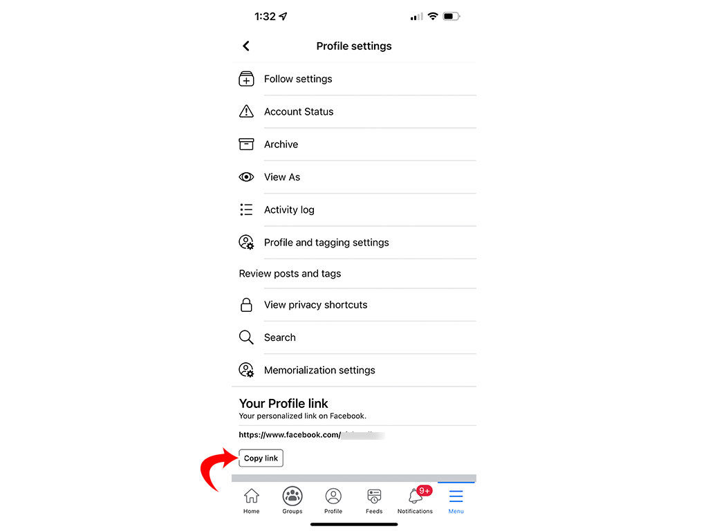 How to Get a Link to Your Facebook Profile Page on Mobile