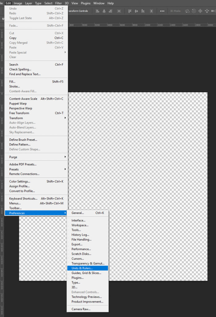 Photoshop Preferences Units and Rulers