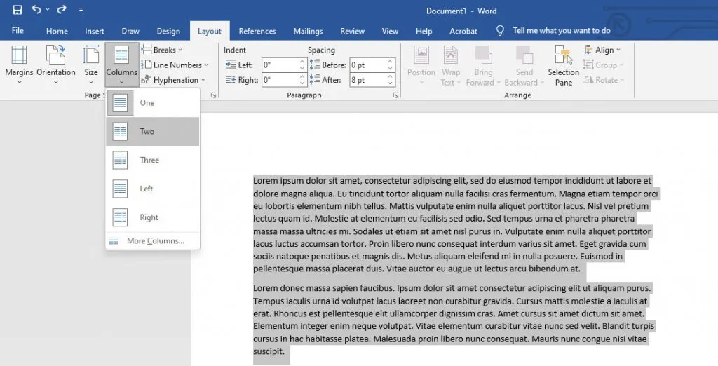 How To Create Columns In Word Techozu 8829