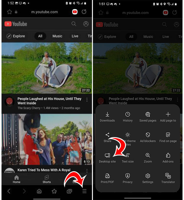 View the YouTube Desktop Site from Your Android - Android Browser