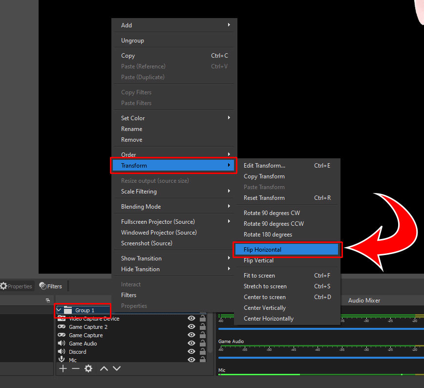 Flip Camera in OBS