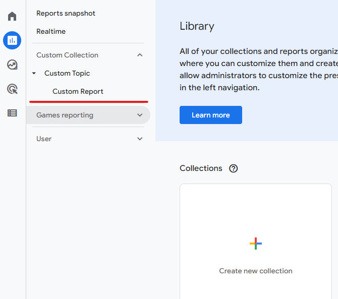Google Analytics Collection Sidebar