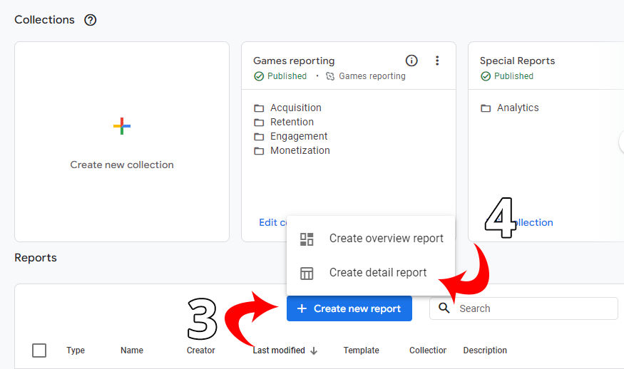 Google Analytics Create Report