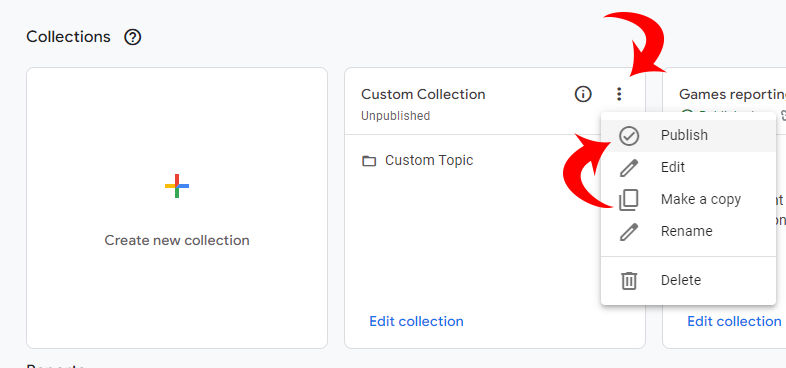 Google Analytics Publish Collection