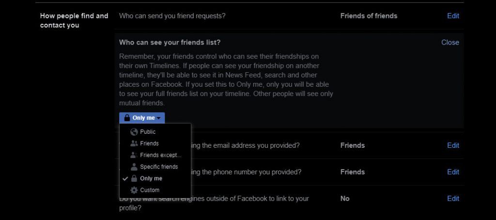 How to Hide Your Friends List on Facebook Using the Website: