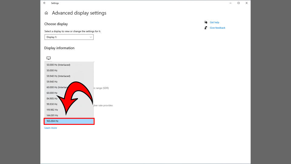 How to Change Monitor Refresh Rate Dropdown menu