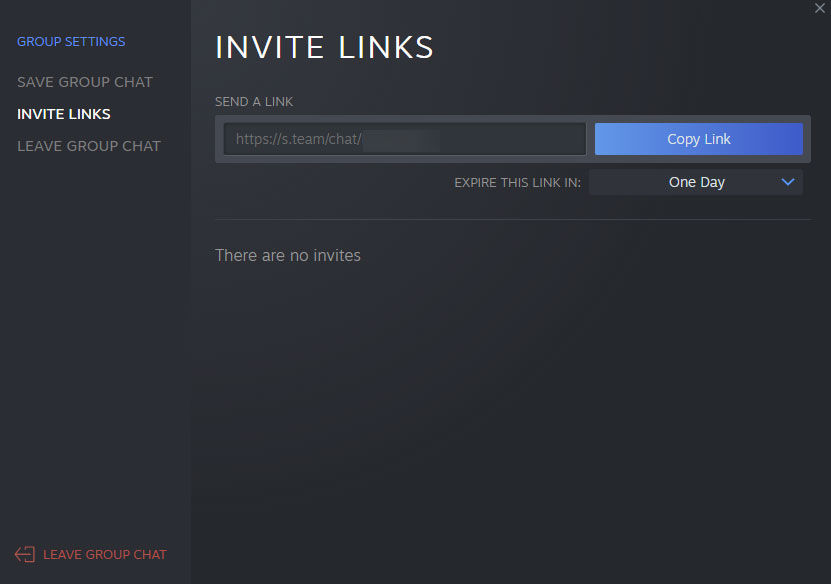 Creating an Invite Link to a Steam Group Chat