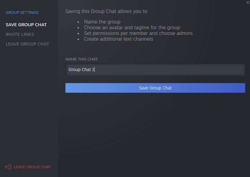 Saving a Steam Group Chat