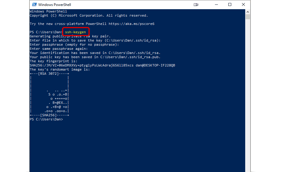 powershell ssh-keygen